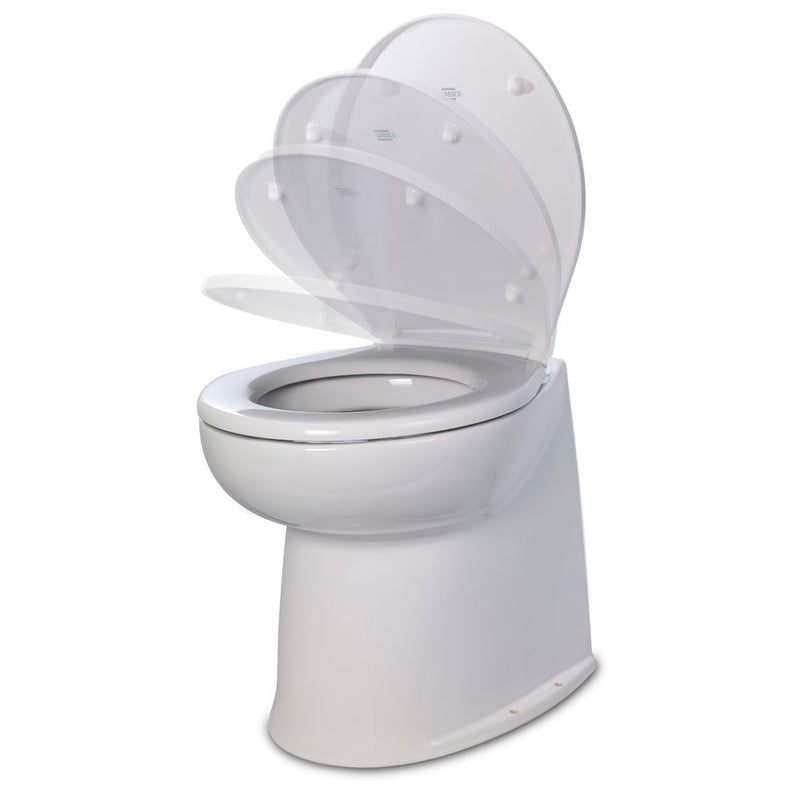 Jabsco 17" Deluxe Flush Raw Water Electric Toilet w/Soft Close Lid - 24V [58240-3024] - Mealey Marine