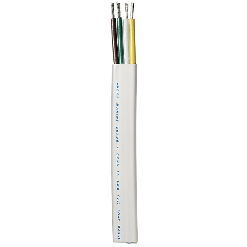 Ancor Trailer Cable - 16/4 AWG - Yellow/White/Green/Brown - Flat - 100' [154010] - Mealey Marine