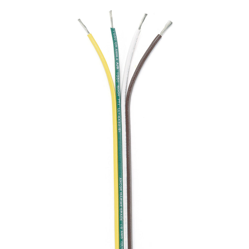 Ancor Ribbon Bonded Cable - 16/4 AWG - Brown/Green/White/Yellow - Flat - 100' [154510] - Mealey Marine