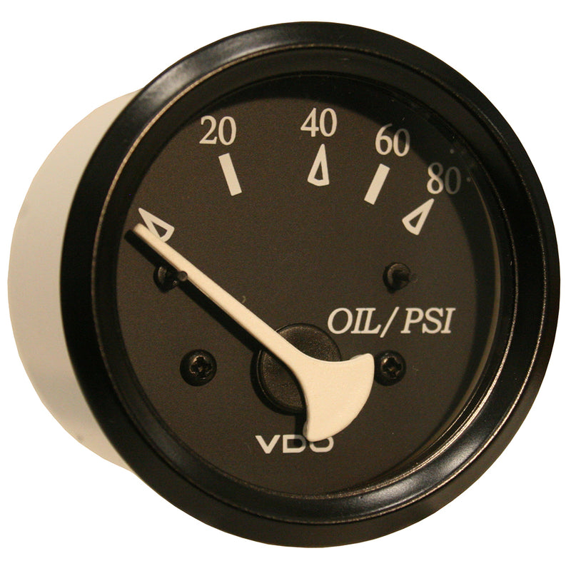 VDO Cockpit Marine Oil Pressure Gauge - 80 PSI - Black Dial/Bezel [350-11800] - Mealey Marine