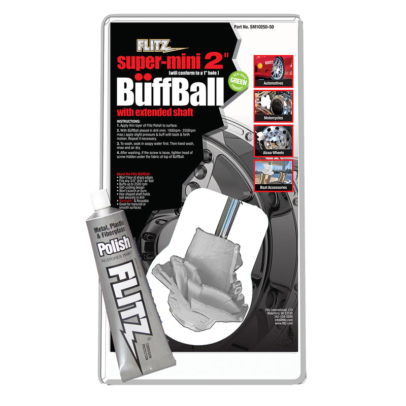 Flitz Buff Ball - Super Mini 2" - White w/1.76oz Tube Flitz Polish [SM 10250-50] - Mealey Marine