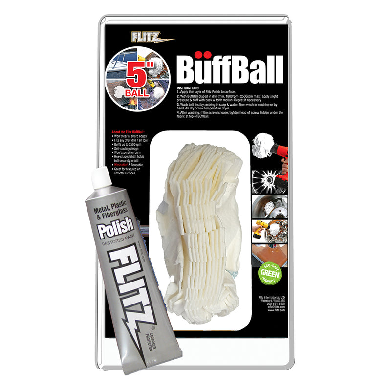 Flitz Buff Ball - Large 5" - White w/1.76oz Tube Flitz Polish [PB 101-50] - Mealey Marine