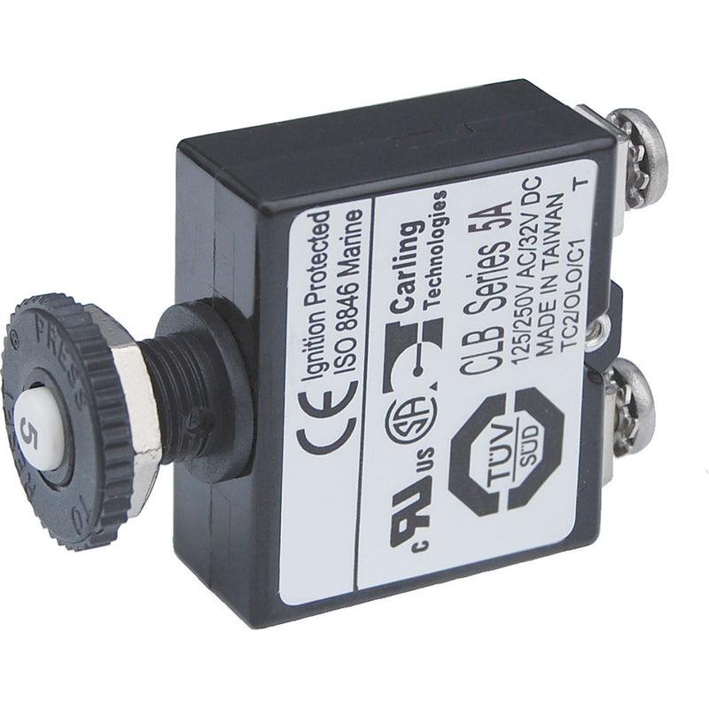 Blue Sea Push Button Reset Only Screw Terminal Circuit Breaker - 5 Amps [2130] - Mealey Marine