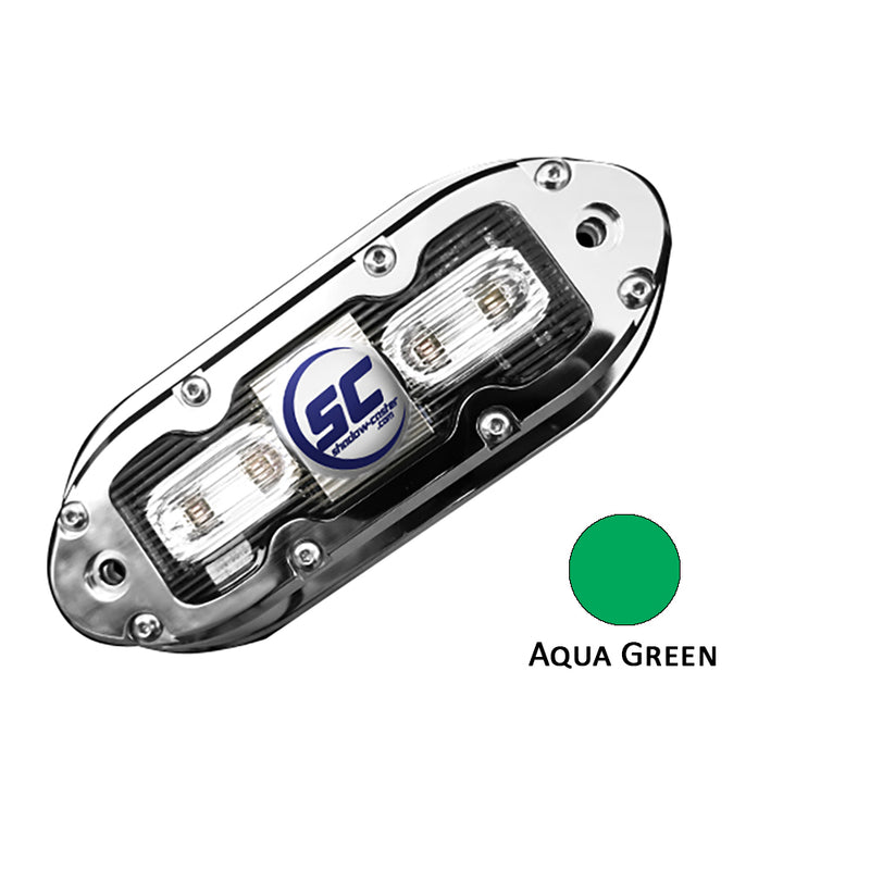 Shadow-Caster SCM-4 LED Underwater Light w/20' Cable - 316 SS Housing - Aqua Green [SCM-4-AG-20] - Mealey Marine