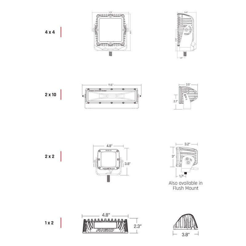 RIGID Industries 2x10 115 DC Scene Light Black - White LED [68131] - Mealey Marine