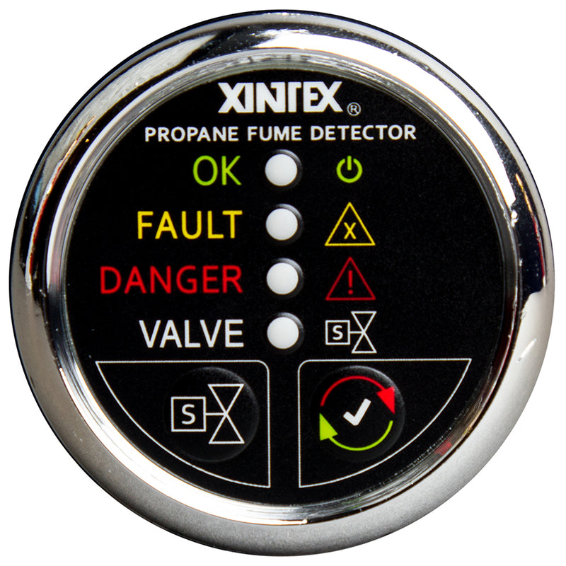 Xintex Propane Fume Detector w/Automatic Shut-Off & Plastic Sensor - No Solenoid Valve - Chrome Bezel Display [P-1CNV-R] - Mealey Marine