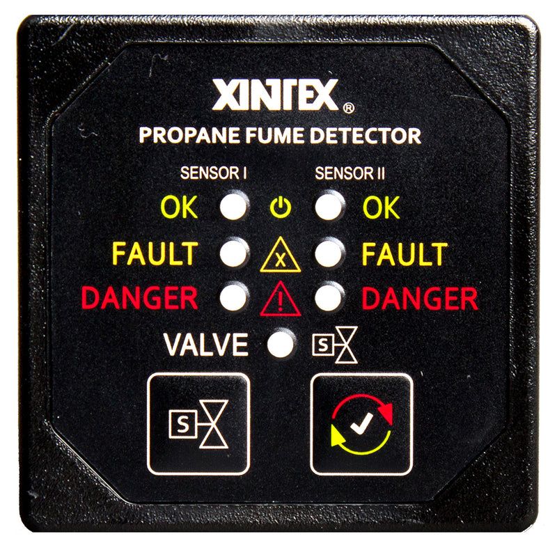 Xintex Propane Fume Detector & Alarm w/2 Plastic Sensors & Solenoid Valve - Square Black Bezel Display [P-2BS-R] - Mealey Marine