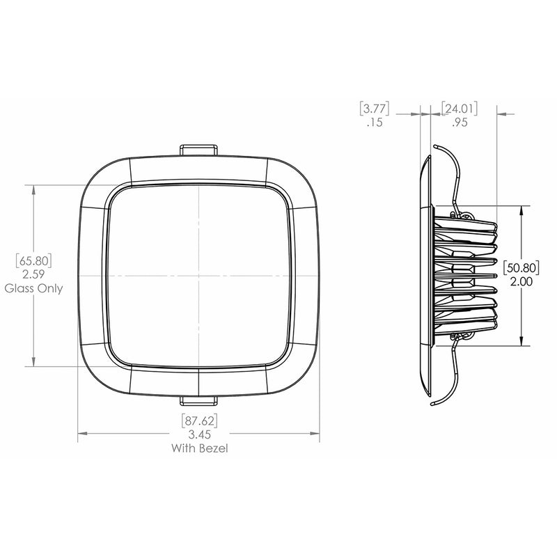 Lumitec Square Mirage Down Light - White Dimming, Red/Blue Non-Dimming - Polished Bezel [116118] - Mealey Marine