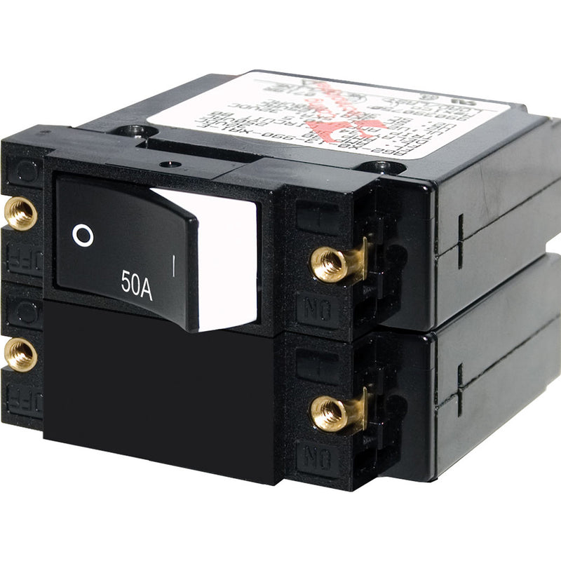 Blue Sea 7577 A-Series Raised Rocker Circuit Breaker - Double Pole - 50A [7577] - Mealey Marine