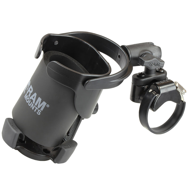 RAM Mount Level Cup XL Low Profile Mount w/Large Strap Clamp Base [RAP-B-417-200-1-231Z-2NUBU] - Mealey Marine