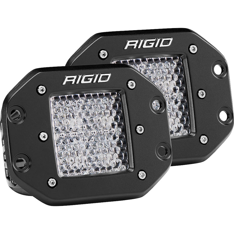 RIGID Industries D-Series PRO - Flush Mount - Diffused - Pair - Black [212513] - Mealey Marine