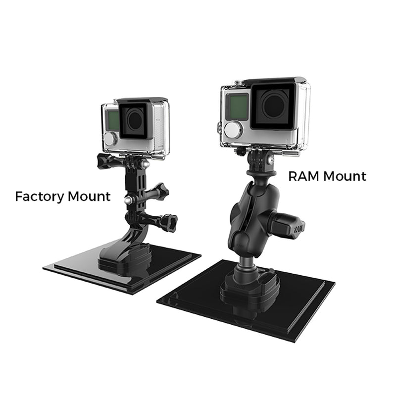 RAM Mount RAM 1" Ball Adapter for GoPro Bases with Short Arm and Action Camera Adapter [RAP-B-GOP2-A-GOP1U] - Mealey Marine