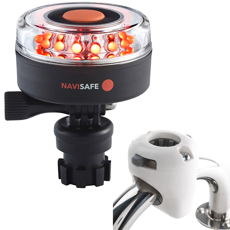 Navisafe Navilight All RED 360 2NM w/Navimount Base  Rail Mount - White [045KIT3] - Mealey Marine