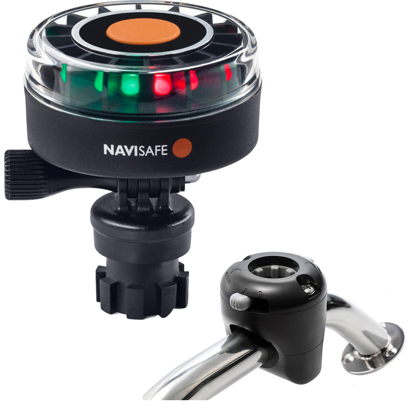 Navisafe Navilight 2NM Tricolor w/Navimount Base  Rail Mount - Black [340KIT] - Mealey Marine