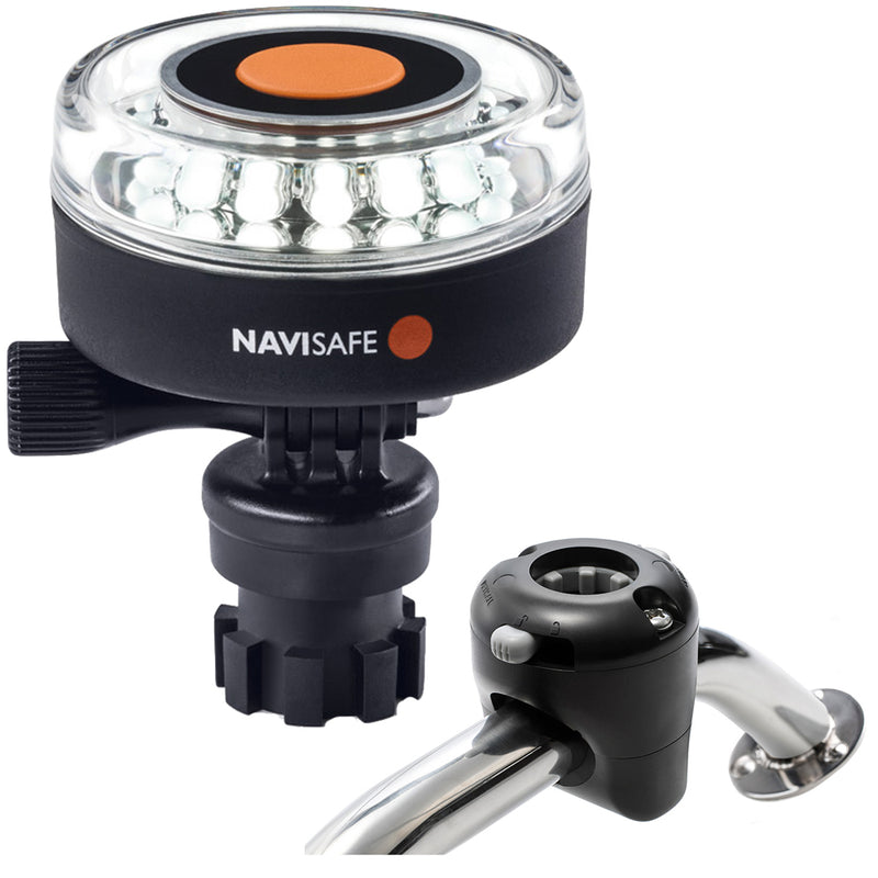 Navisafe Navilight 360 2NM White w/Navimount Base  Rail Mount - Black [040KIT] - Mealey Marine