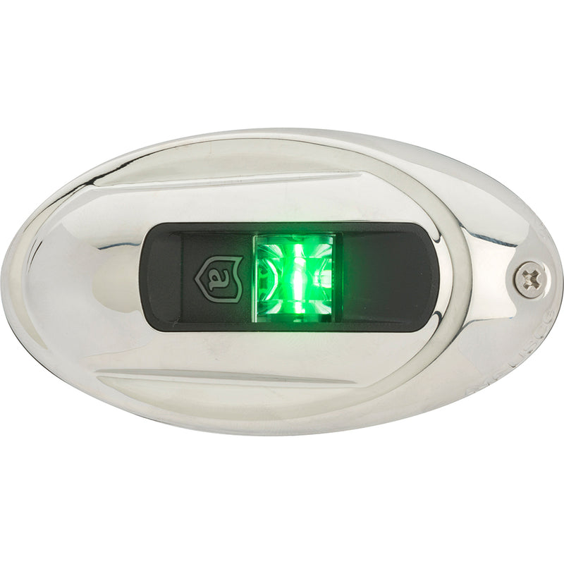 Attwood LightArmor Vertical Surface Mount Navigation Light - Oval - Starboard (green) - Stainless Steel - 2NM [NV4012SSG-7] - Mealey Marine