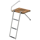 Whitecap Teak Swim Platform w/3-Step Telescoping Ladder f/Boats w/Outboard Motors [68902] - Mealey Marine