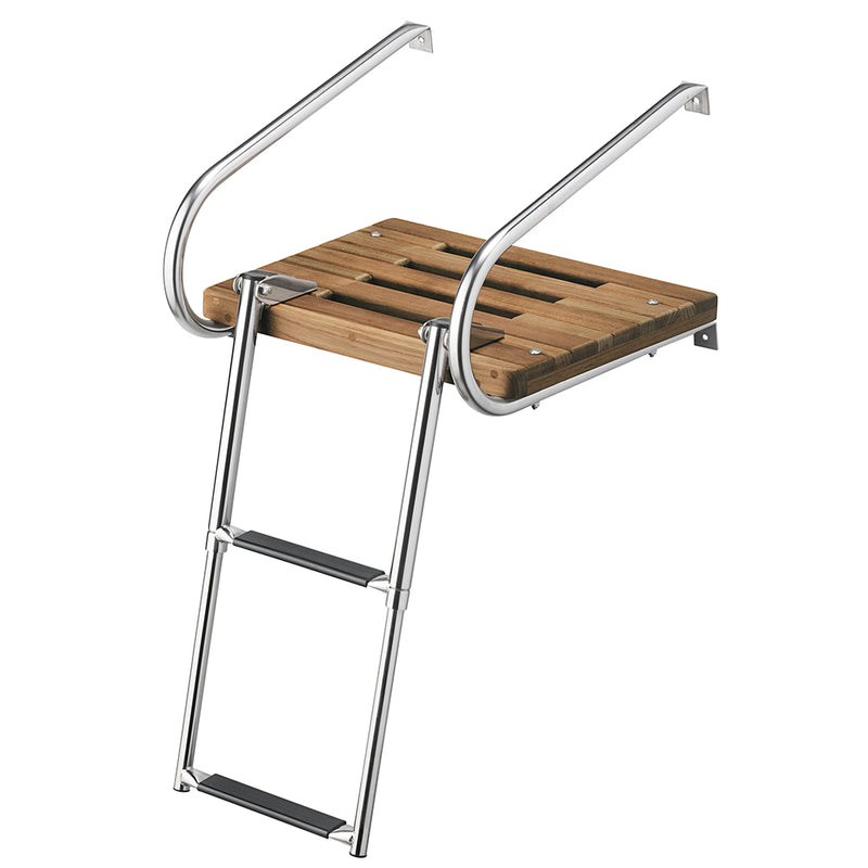 Whitecap Teak Swim Platform w/2-Step Telescoping Ladder f/Boats w/Inboard/Outboard Motors [68904] - Mealey Marine