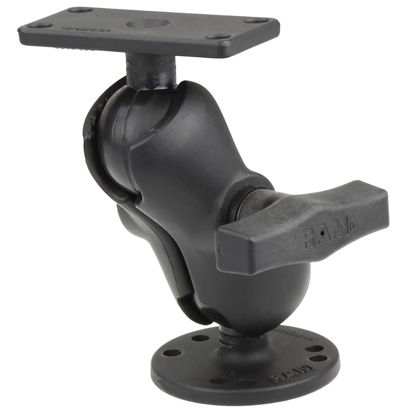 RAM Mount 1.5" Ball Mount w/2.5" Round Base, Short Arm  1.5" x 3" Plate f/Humminbird Helix 5 Only [RAM-202-153-B-202U] - Mealey Marine