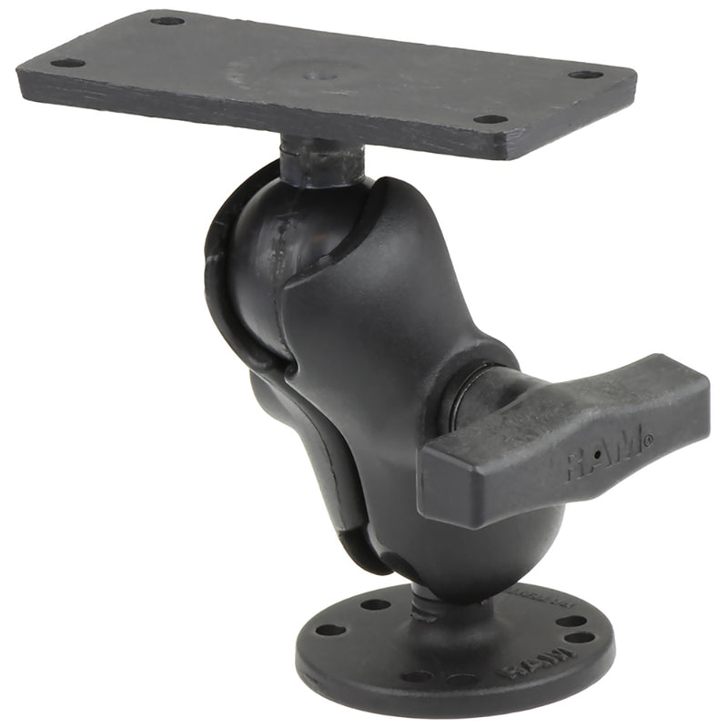 RAM Mount 1.5" Ball Mount w/2.5" Round Base, Short Arm  2" x 4" Plate f/Humminbird Helix 7 Only [RAM-202-24-B-202U] - Mealey Marine