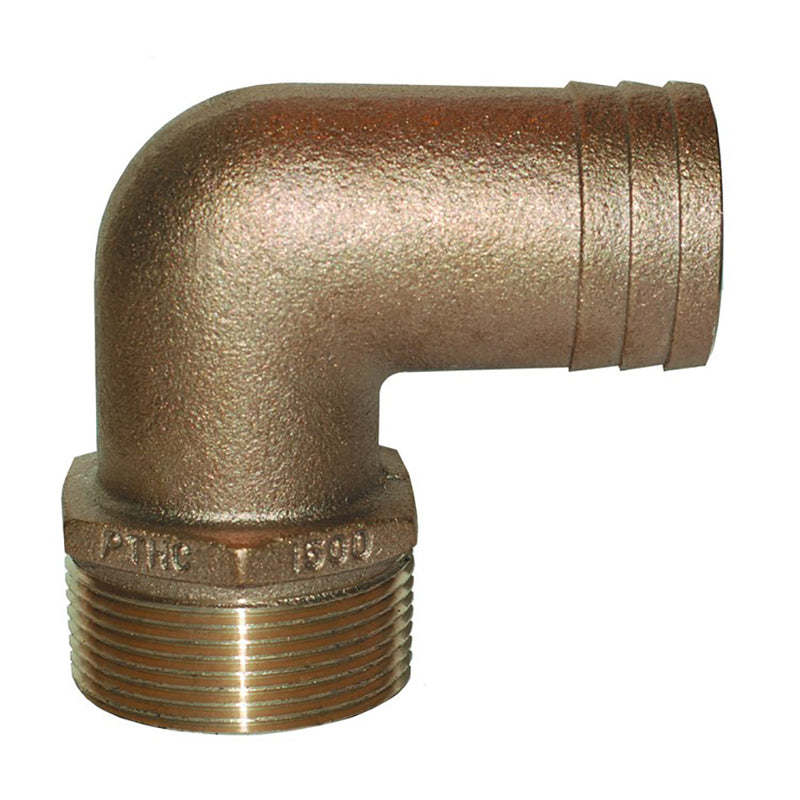 GROCO 1-1/4" NPT x 1-1/8" ID Bronze 90 Degree Pipe to Hose Fitting Standard Flow Elbow [PTHC-1125] - Mealey Marine