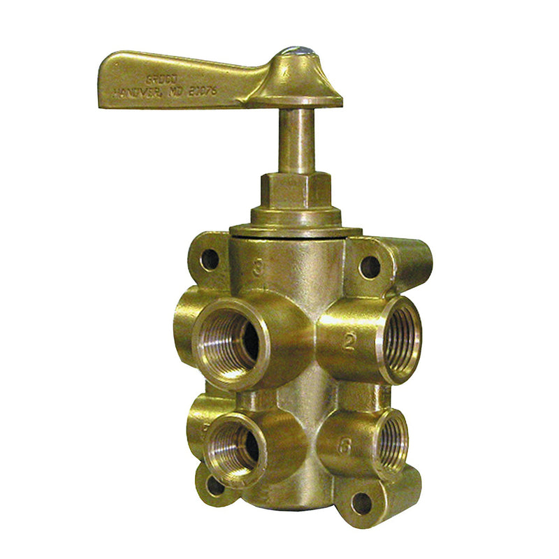 GROCO 6-Port NPT Bronze Fuel Valve 1/2" Main - 3/8" Return [FV-65038] - Mealey Marine