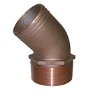 GROCO 1-1/4" NPT Bronze 45 Degree Pipe to 1-1/4" Hose [PTHD-1250] - Mealey Marine