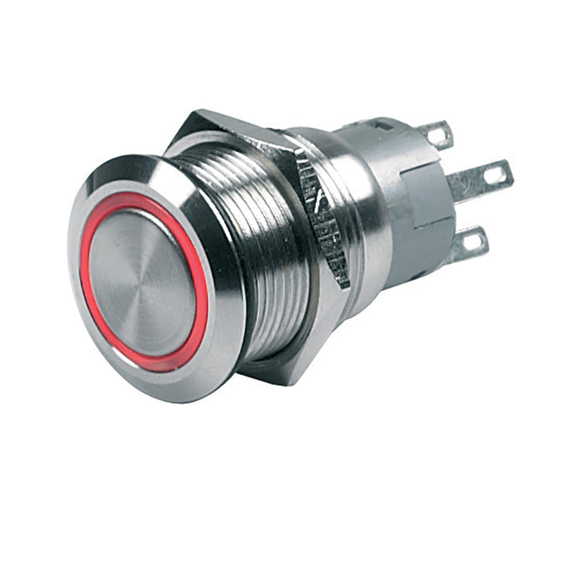 BEP Push-Button Switch 12V Momentary On/Off - Red LED [80-511-0002-00] - Mealey Marine