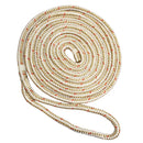 New England Ropes 3/8" x 25 Nylon Double Braid Dock Line - White/Gold w/Tracer [C5059-12-00025] - Mealey Marine