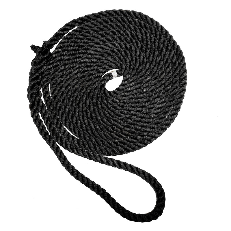 New England Ropes 1/2" X 15 Premium Nylon 3 Strand Dock Line - Black [C6054-16-00015] - Mealey Marine