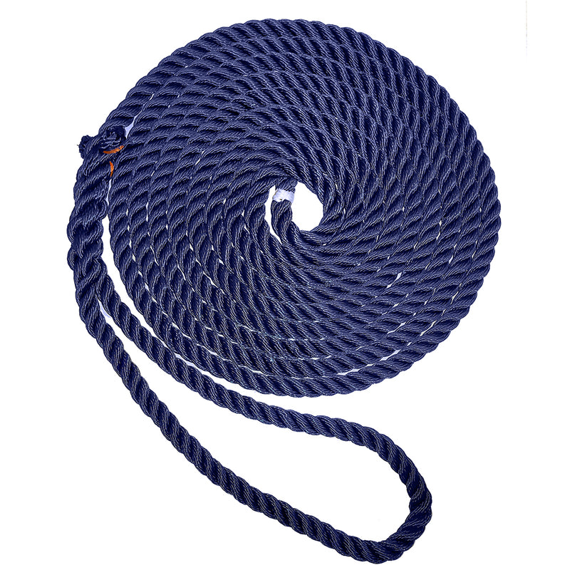 New England Ropes 1/2" X 15 Premium Nylon 3 Strand Dock Line - Navy Blue [C6053-16-00015] - Mealey Marine