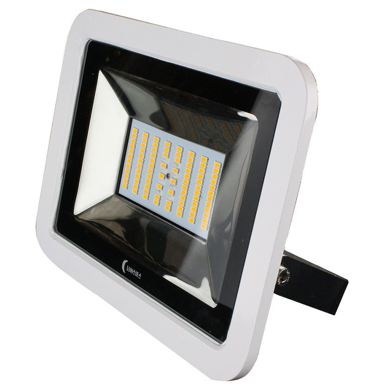 Lunasea 35W Slimline LED Floodlight, 12/24V, Cool White, 4800 Lumens, 3 Cord - White Housing [LLB-36MN-81-00] - Mealey Marine