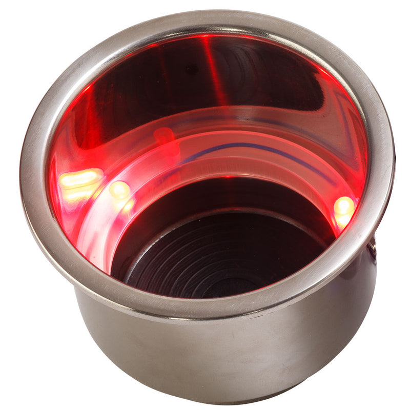 Sea-Dog LED Flush Mount Combo Drink Holder w/Drain Fitting - Red LED [588071-1] - Mealey Marine