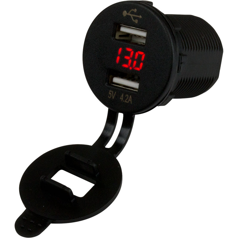 Sea-Dog Dual USB Socket/Voltmeter w/Hidden Display [426517-1] - Mealey Marine