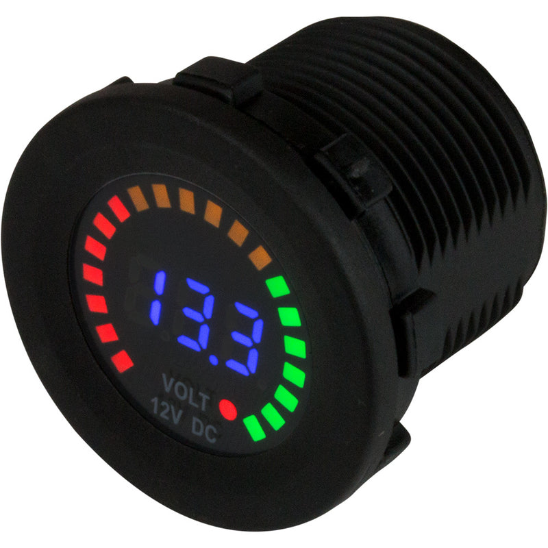 Sea-Dog Round Voltage Meter DC - 5V-15V w/Rainbow Dial [421617-1] - Mealey Marine