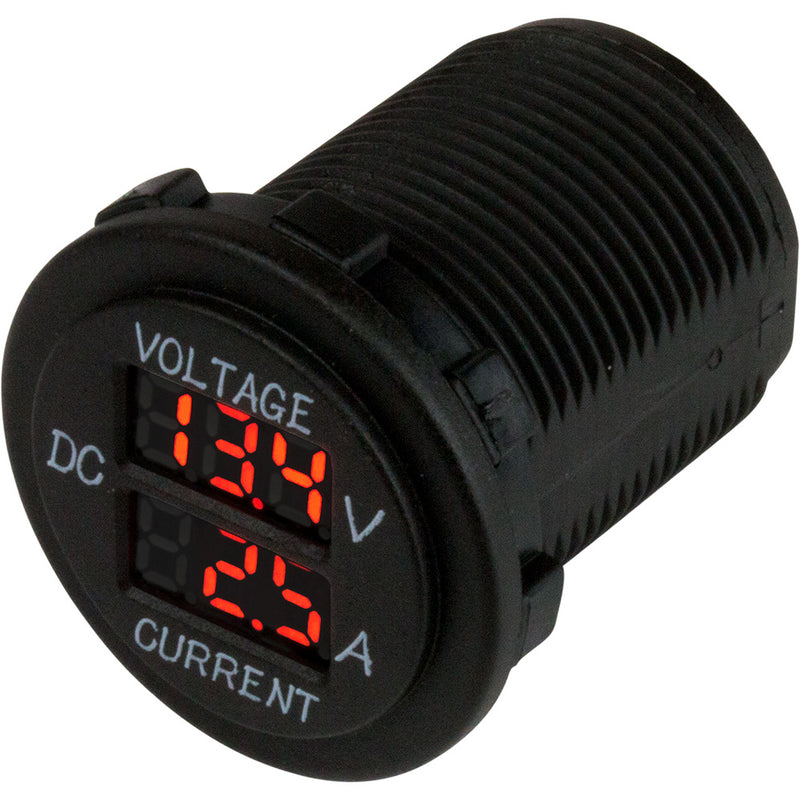 Sea-Dog Round Voltage  Amp Meter - 6V-30V  0 Amp - 10 Amp Meter [421625-1] - Mealey Marine