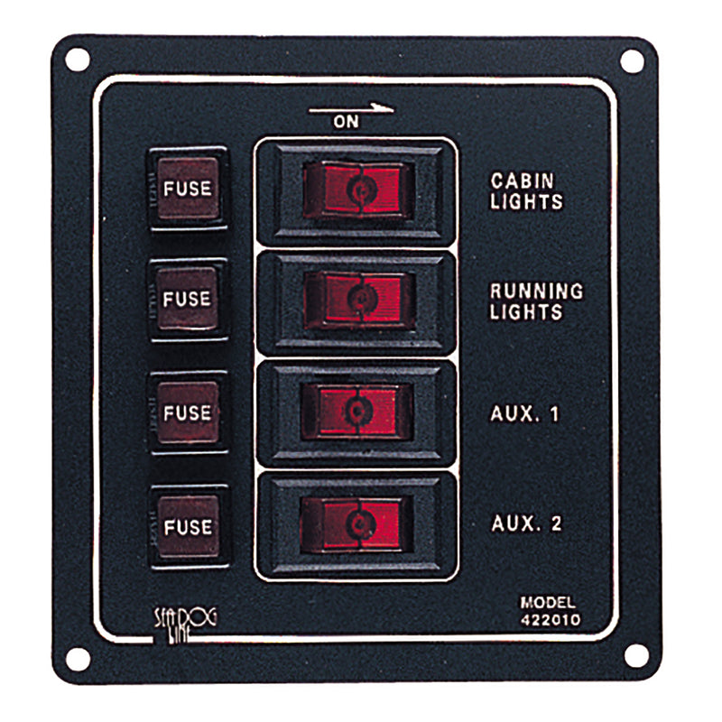 Sea-Dog Aluminum Switch Panel - Vertical - 4 Switch [422010-1] - Mealey Marine