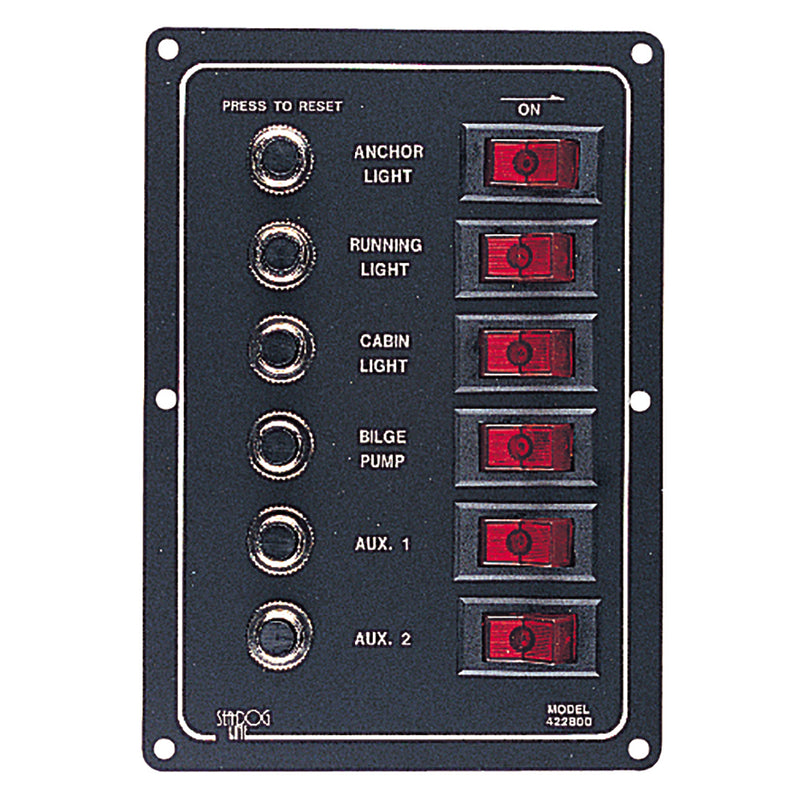 Sea-Dog Aluminum Circuit Breaker Panel - 6 Circuit [422800-1] - Mealey Marine