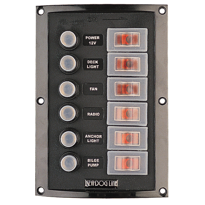 Sea-Dog Splash Guard Circuit Breaker Panel - 6 Circuit [424806-1] - Mealey Marine