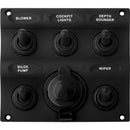 Sea-Dog Nylon Switch Panel - Water Resistant - 5 Toggles w/Power Socket [424605-1] - Mealey Marine