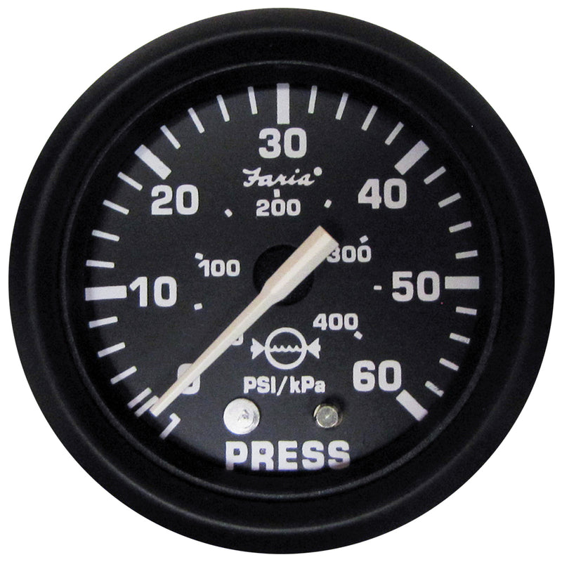 Faria Euro Black 2" Water Pressure Gauge (60 PSI) [12875] - Mealey Marine