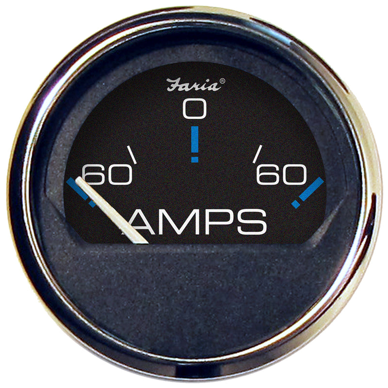 Faria Chesapeake Black SS 2" Ammeter Gauge - -60 to +60 AMPS [13736] - Mealey Marine