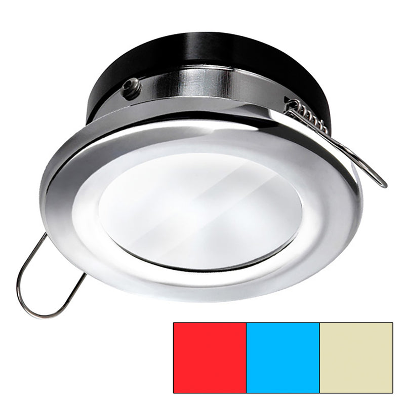 i2Systems Apeiron A1120 Spring Mount Light - Round - Red, Warm White  Blue - Polished Chrome [A1120Z-11HCE] - Mealey Marine