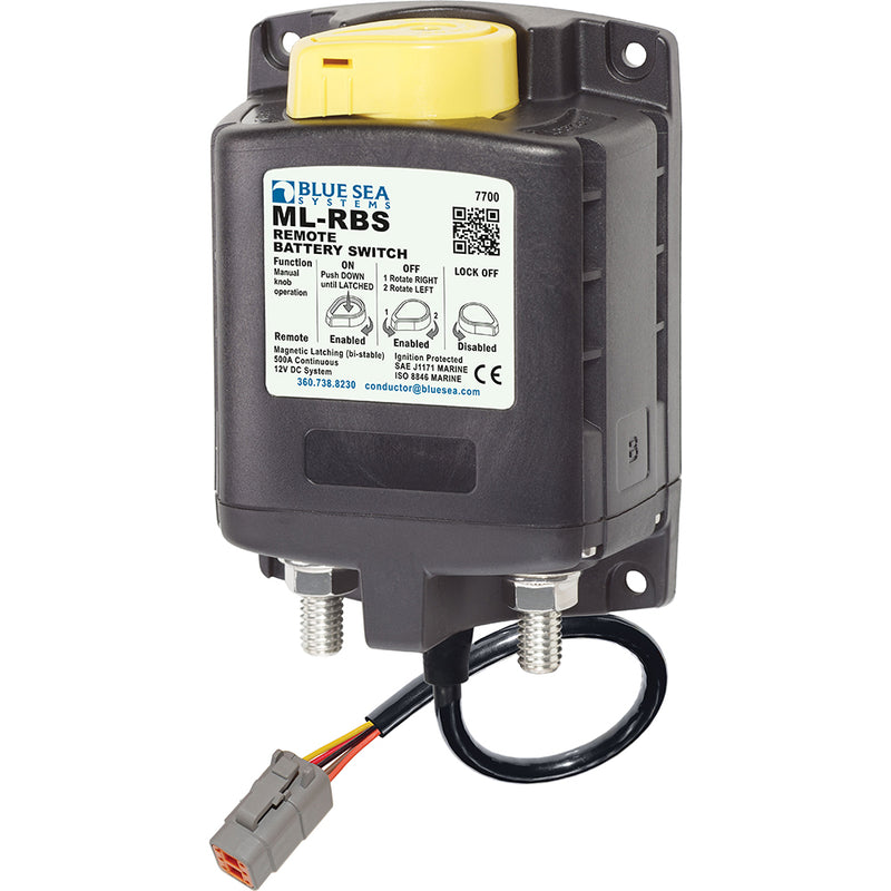 Blue Sea 7700200 ML Solenoid 12V 500A w/Manual Control  Deutsch Connector [7700100] - Mealey Marine