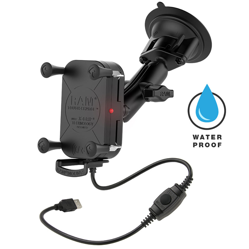 RAM Mount Tough-Charge Waterproof Wireless Charging Suction Cup Mount [RAM-B-166-UN12W] - Mealey Marine