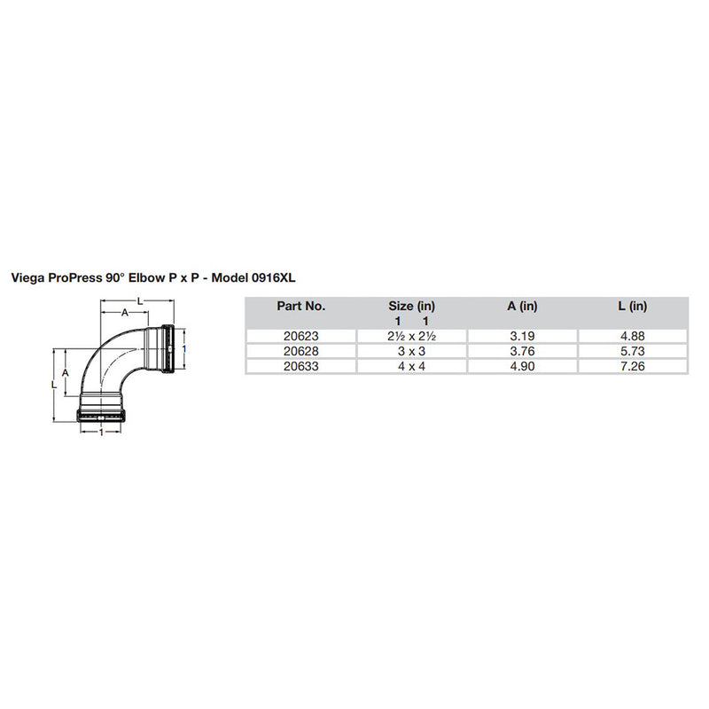 Viega ProPress 2-1/2" - 90 Copper Elbow - Double Press Connection - Smart Connect Technology [20623] - Mealey Marine