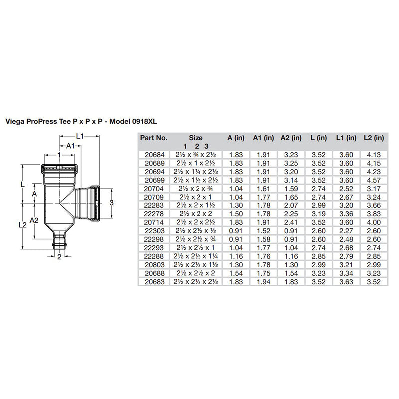 Viega ProPress 2-1/2" Copper Tee - Triple Press Connection - Smart Connect Technology [20683] - Mealey Marine