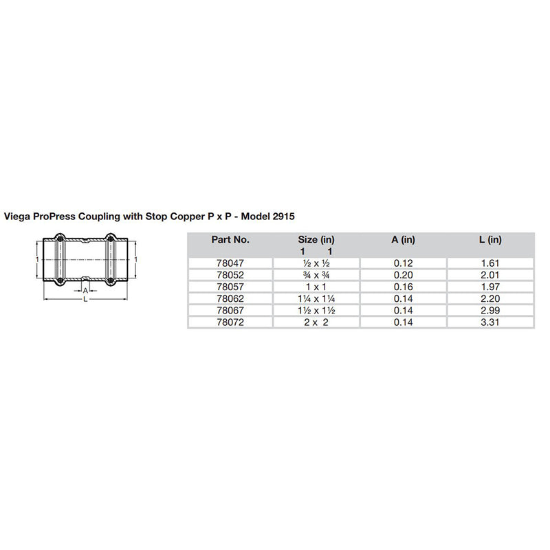 Viega ProPress 1-1/4" Copper Coupling w/Stop - Double Press Connection - Smart Connect Technology [78062] - Mealey Marine