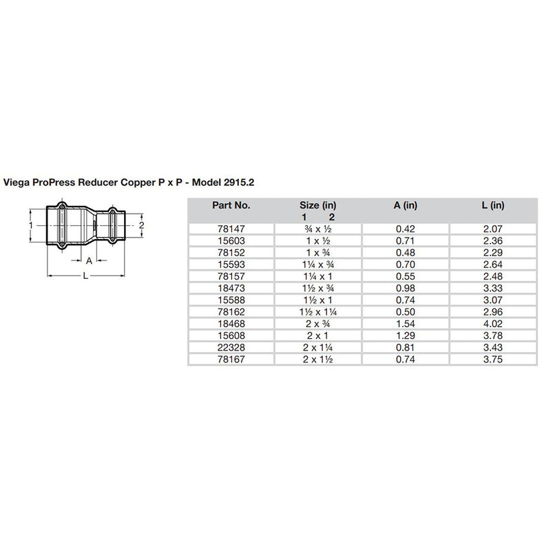 Viega ProPress 1" x 3/4" Copper Reducer - Double Press Connection - Smart Connect Technology [78152] - Mealey Marine