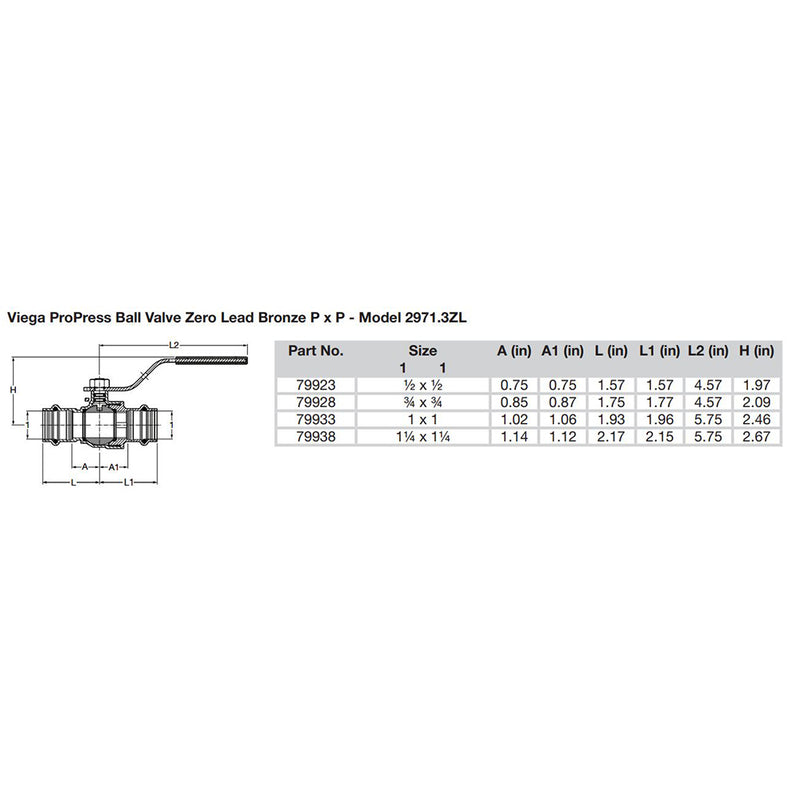 Viega ProPress 1/2" Zero Lead Bronze Ball Valve w/Stainless Stem - Double Press Connection - Smart Connect Technology [79923] - Mealey Marine